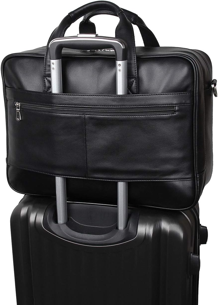 Polare 17'' Computer Briefcase Work Bag Business Case For Men With Full Grain Leather Fits 15.6'' Laptop