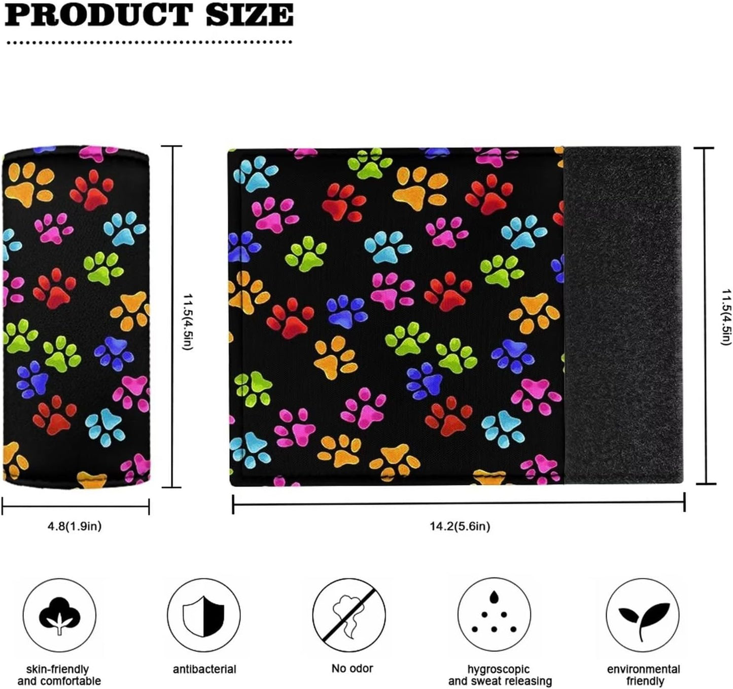 Colorful Paws Luggage Handle Wrap Cute Suitcase Protective Handle Cover Set of 2 Pcs,Lovely Footprint Luggage Identifiers Marker Grips Protector,Portable Travel Accessories