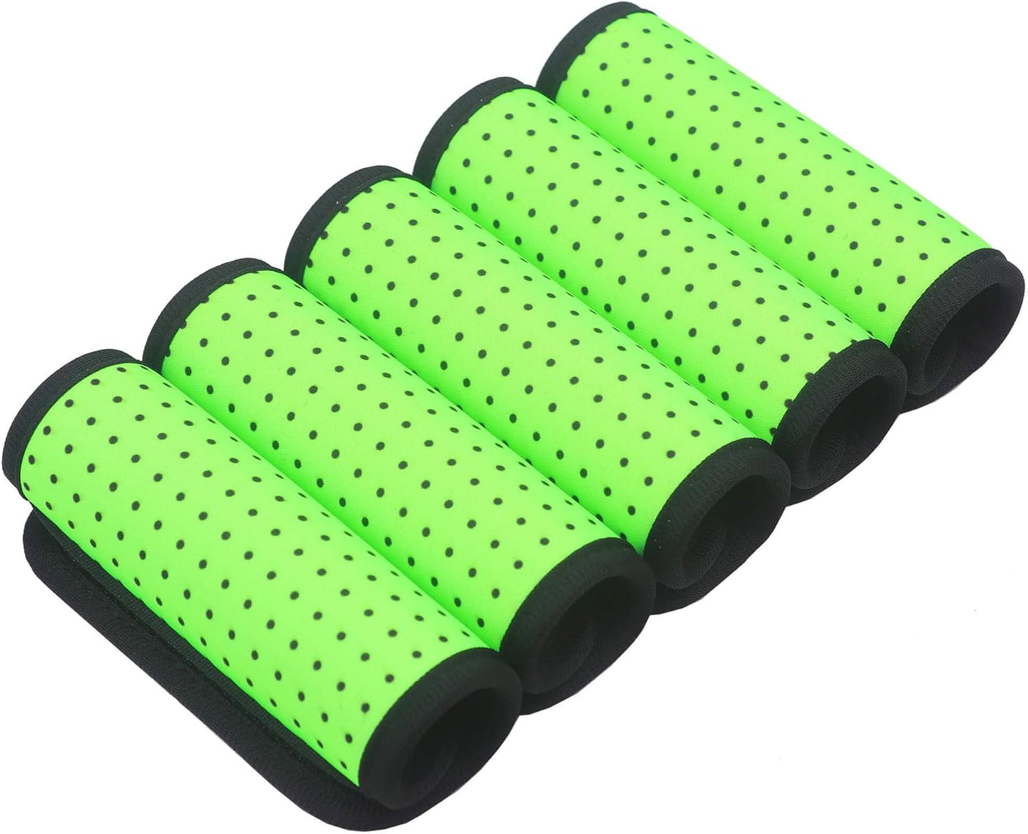Luggage Handle Wrap for Suitcase-Printed Bright Neoprene Luggage Tags/Grips/Identifiers/Markers/Covers/Gripper for Suitcases Carry On Bags 5 Packs (Neon Green-5 Packs)