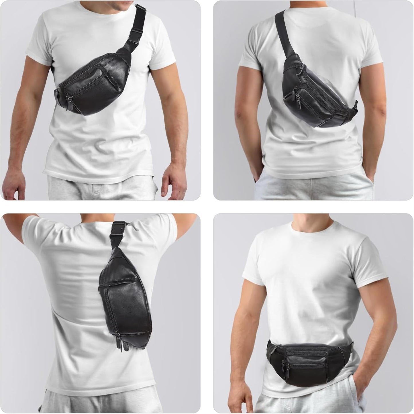 Polare Genuine Leather Fanny Pack/Waist Bag/Organizer (Classic Style)