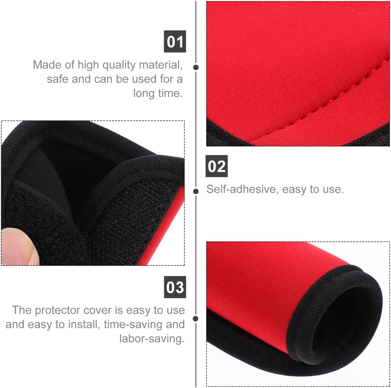 Red Neoprene Luggage Handle Wraps - Universal Travel Bag Handle Covers for Protection and Comfort