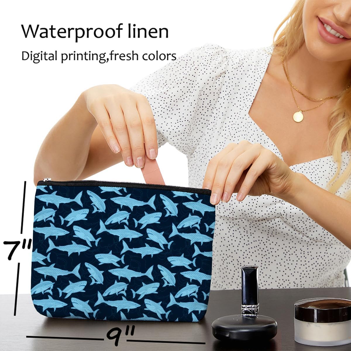 Cute Shark Makeup Bag Shark Gifts for Girls Shark Lover Animal Lover Grandma Shark Stuff Shark Accessories Travel Accessories Bag Mothers Day Christmas Birthday Gift Ideas Friendship Appreciate Gifts