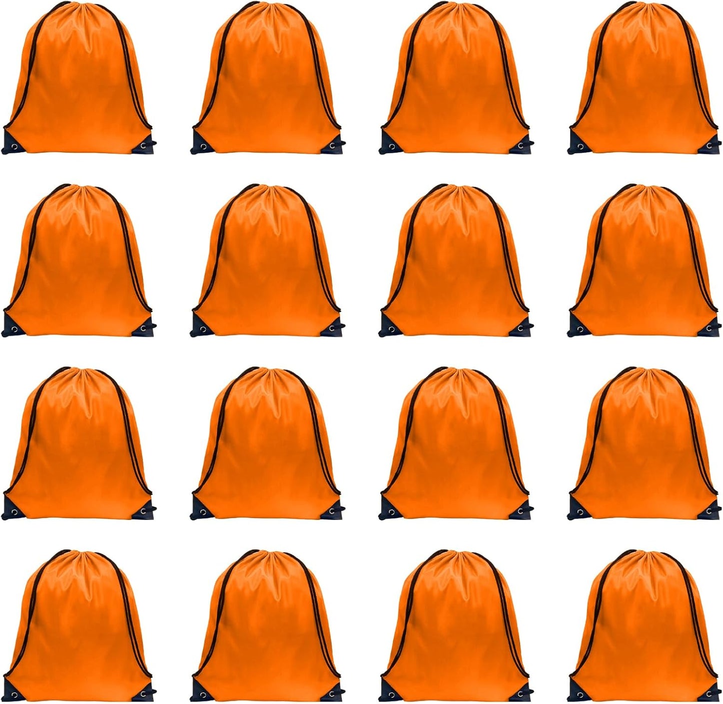 GoodtoU Drawstring Bags, Nylon Backpack Draw String Back Bag Cinch Sack Gym Bag for Sport, Traveling, Team (Orange, 16Pcs)