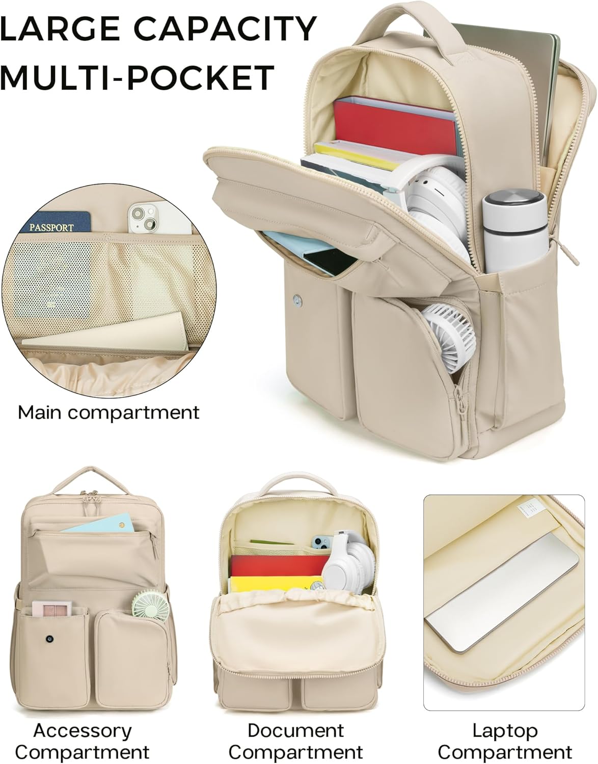 FODOKO Backpack for Work, Casual Backpack for Women Men Daypack Backpack for Travel College Bookbag