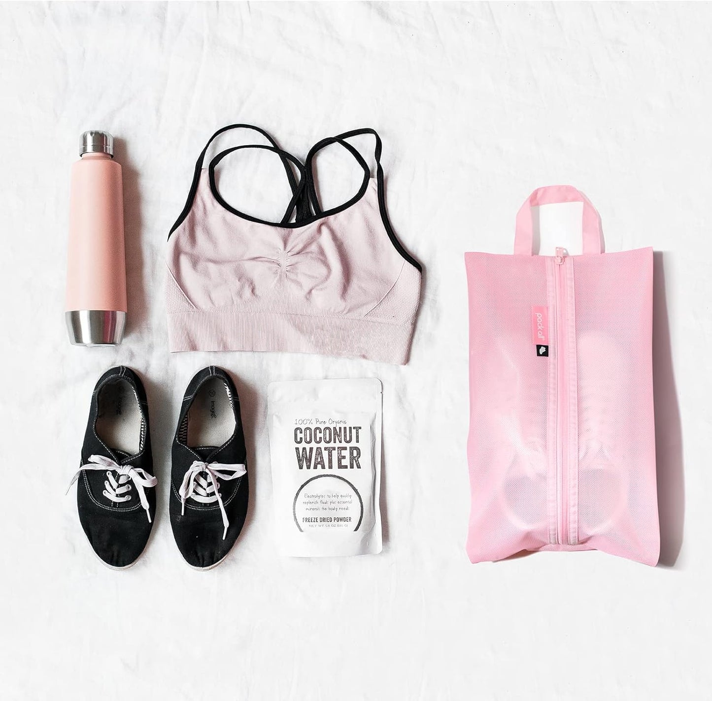pack all Travel Accessories Bundle | 1 Shoe Bag (Pink) & 1-110 Lbs Luggage Scale (Pink)