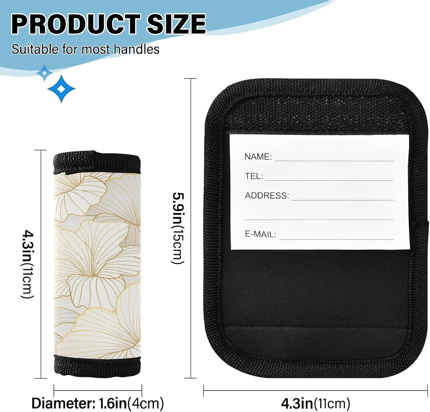 Gradient Golden Linear 2 Pack Luggage Handle Wraps Covers for Suitcase Identifiers Bag Tags Travel Accessories