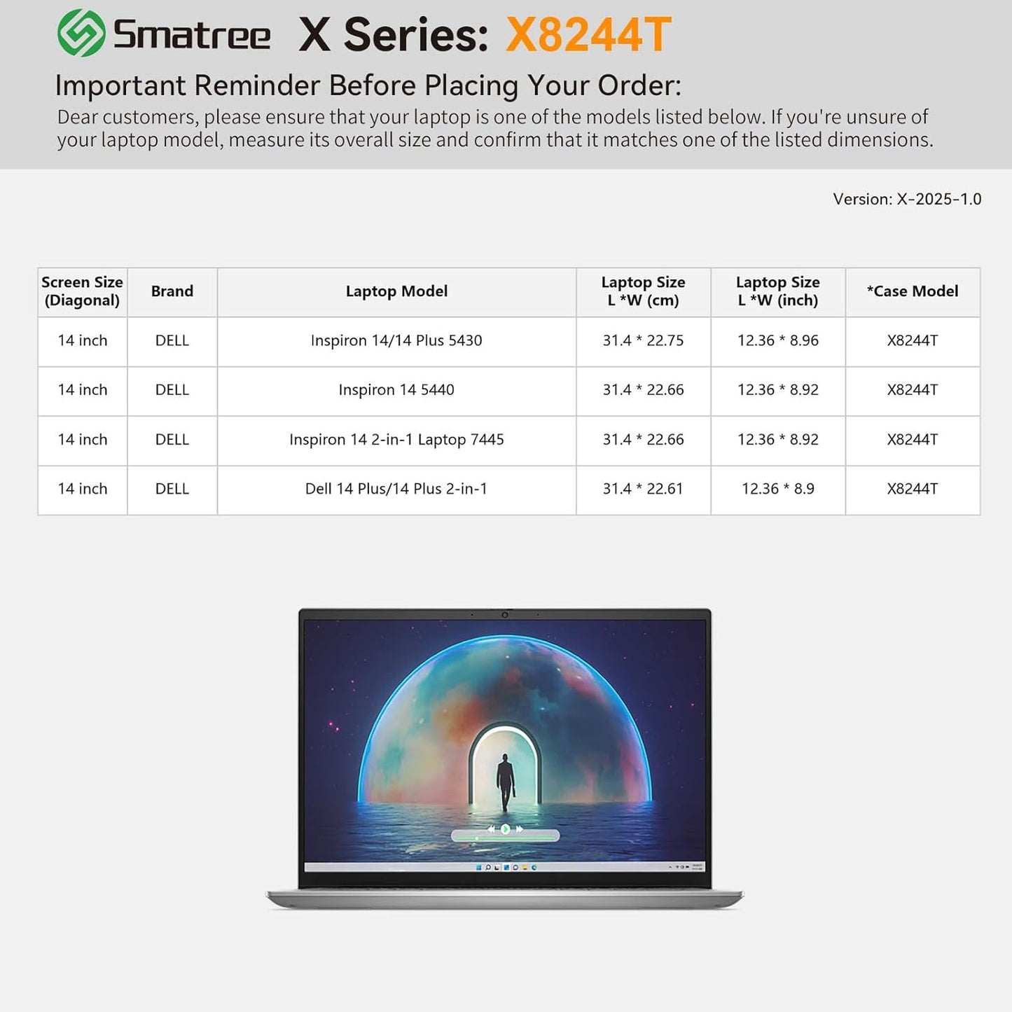 Smatree Hard EVA Protective Sleeve Compatible for 14 inch DELL 14 Plus/14 Plus 2-in-1, for 14 inch DELL Inspiron 14 5430/5440/7440, for Inspiron 14 Plus 7430/7440,Inspiron 14 7445 2-in-1 Case (X8244T)
