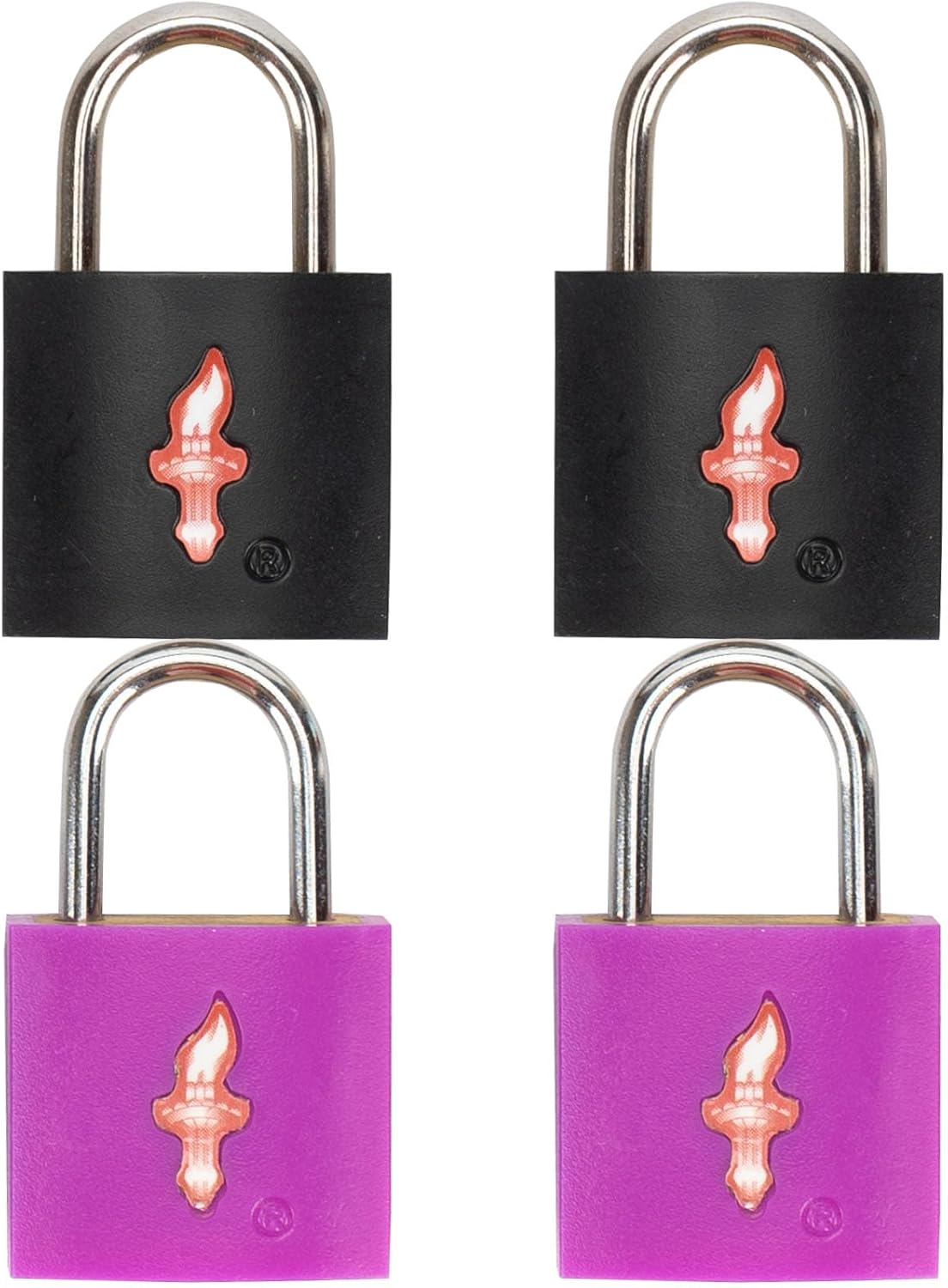 TSA Approved Luggage Locks (4 Pack) - 2 Black & 2 Purple Keyed Cable Locks with 8 Keys | Secure & Lightweight Travel Locks with Brass Core & Rubber Coating for Suitcases, Bags, Backpacks