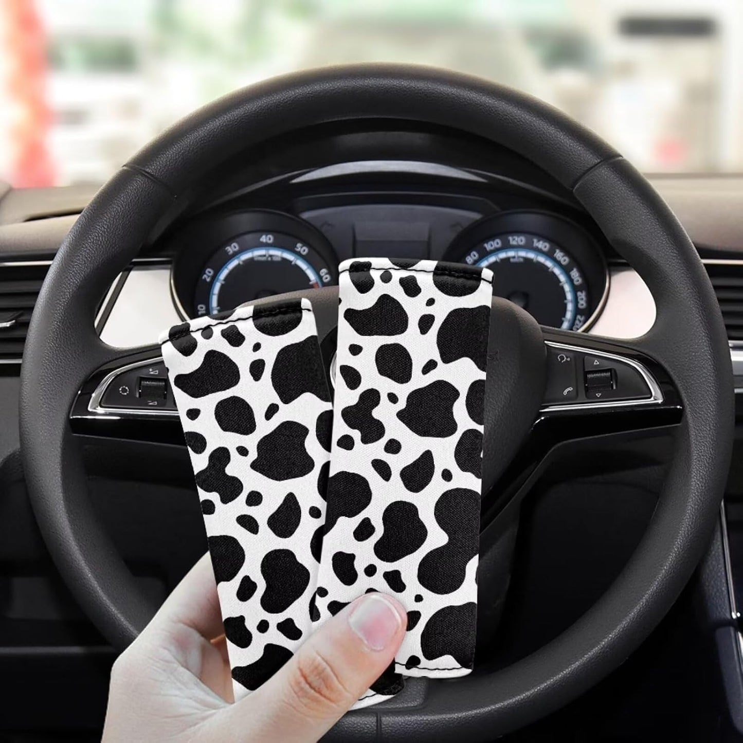 Cow Spot Protective Handle Cover Luggage Marker Luggage Handle Wrap for Suitcase Identifier Travel Bag Wraps Set of 2 Pcs Decoration