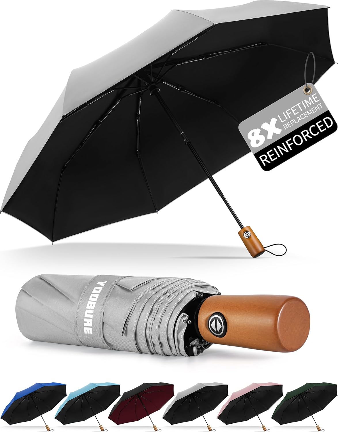 Yoobure Travel Umbrella Portable Compact Umbrellas, Pocket Mini for Purse, Umbrellas for UV Sun & Rain Small for Backpack, Umbrella with Case Folding for Kids Women