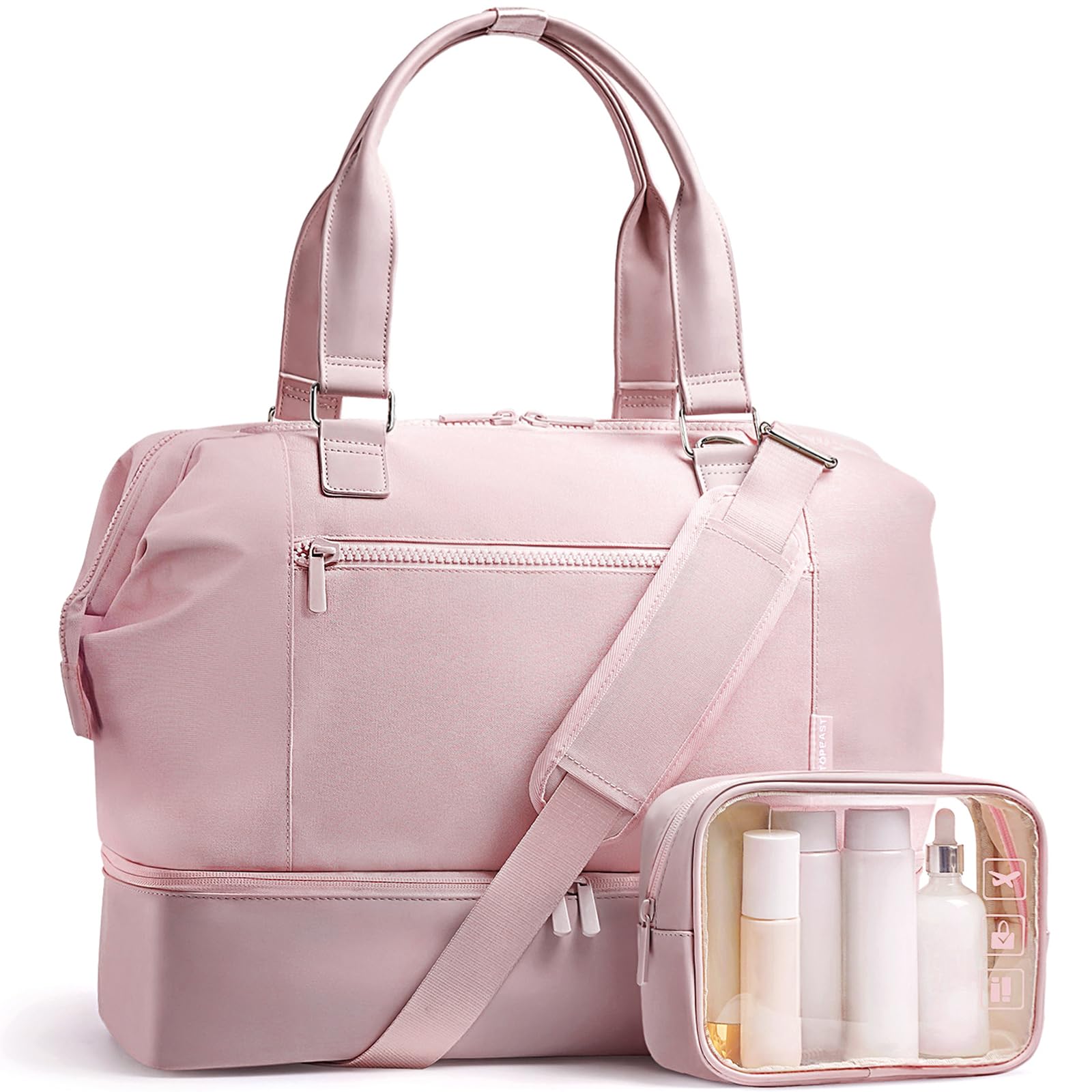 Travel Duffle Bag for Women, 40L Weekender Bags Airline Approved Carry On with Shoe Compartment &