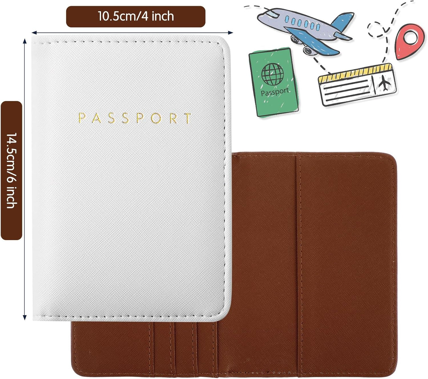 Frienda 2 Pieces Bridal Passport Covers Holder Waterproof Leather Holder Covers Travel Wallet Passport Case for Women and Men