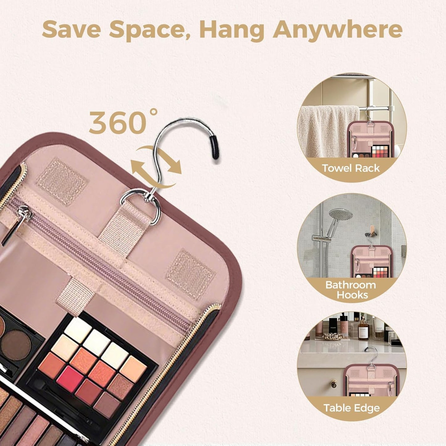 Hanging Toiletry Bag & Makeup Bag for Women with Jewelry Organizer - TSA Approved Large Capacity