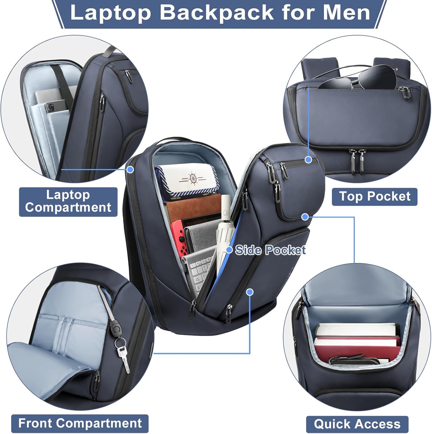 hk Business Smart Backpack for Men Anti-Theft for 17.3 Inch Laptop with USB Charging Port