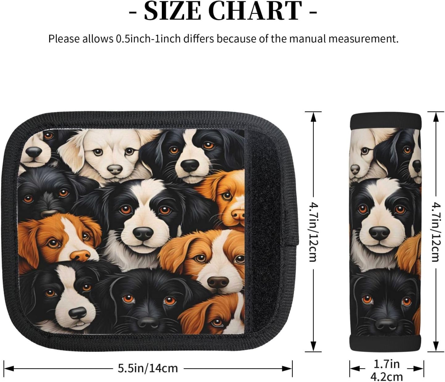Luggage Handle Wraps Cute Animal Dog Pattern Luggage Identifiers Soft Neoprene Luggage Handle Wraps For Suitcase Trolley Handle Grip Cover 2 Pack Luggage Tags