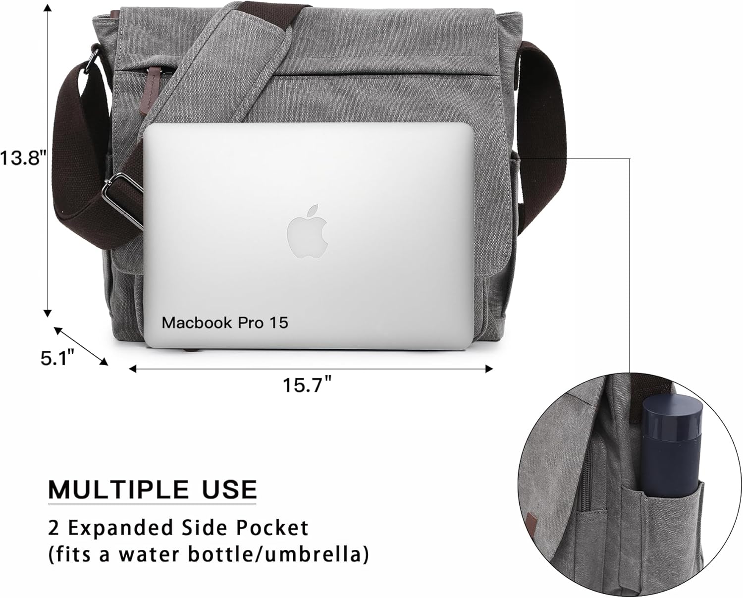 Large Vintage Canvas Messenger Shoulder Bag Travel Crossbody Purse Briefcase Business Bag for