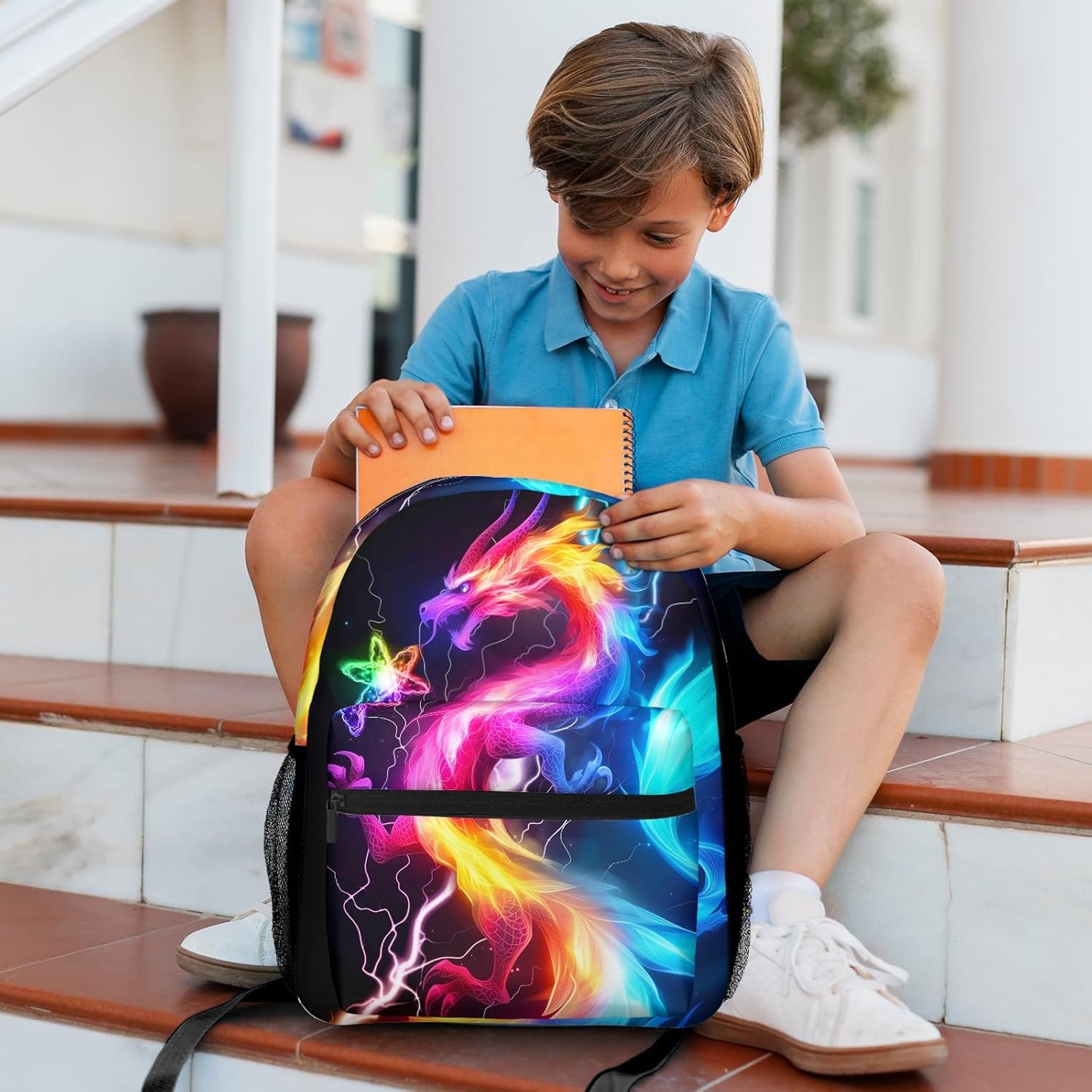 Colorful Dragon Kids Backpack For Boys Girls Elementary Schoolbag Kindergarten Bookbags Preschool Toddler Book Bags Travel Bag Computer Bag Hiking Camping Rucksack Daypack For Back To School Gifts