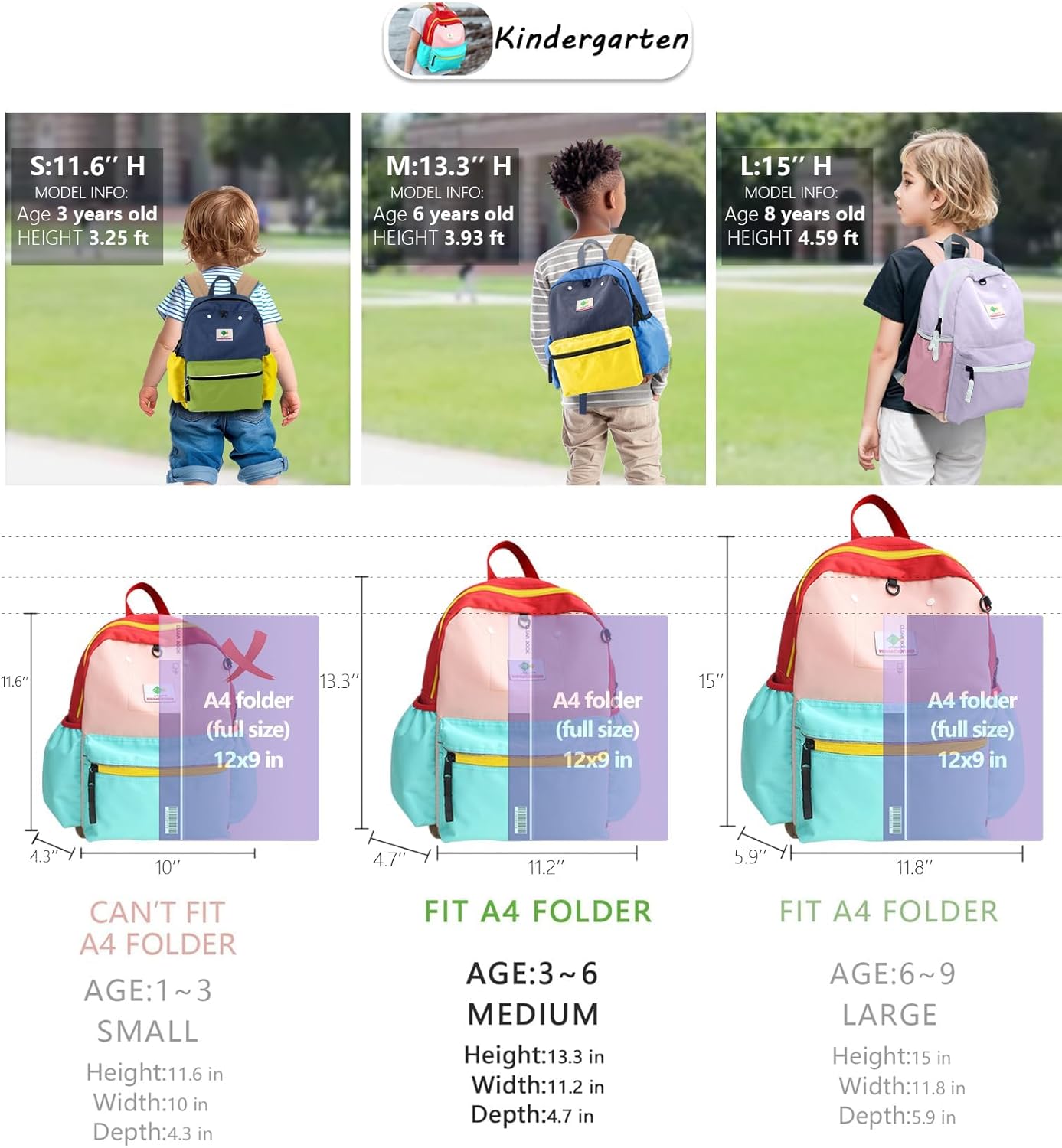 Kids Backpacks For Girls Boys, Backpack Kindergarten Elementary School, Bookbag Backpack For Kids, For School & Travel, Small Kids Child Toddler Backpack, 13" H, For Kids 3-5 Medium