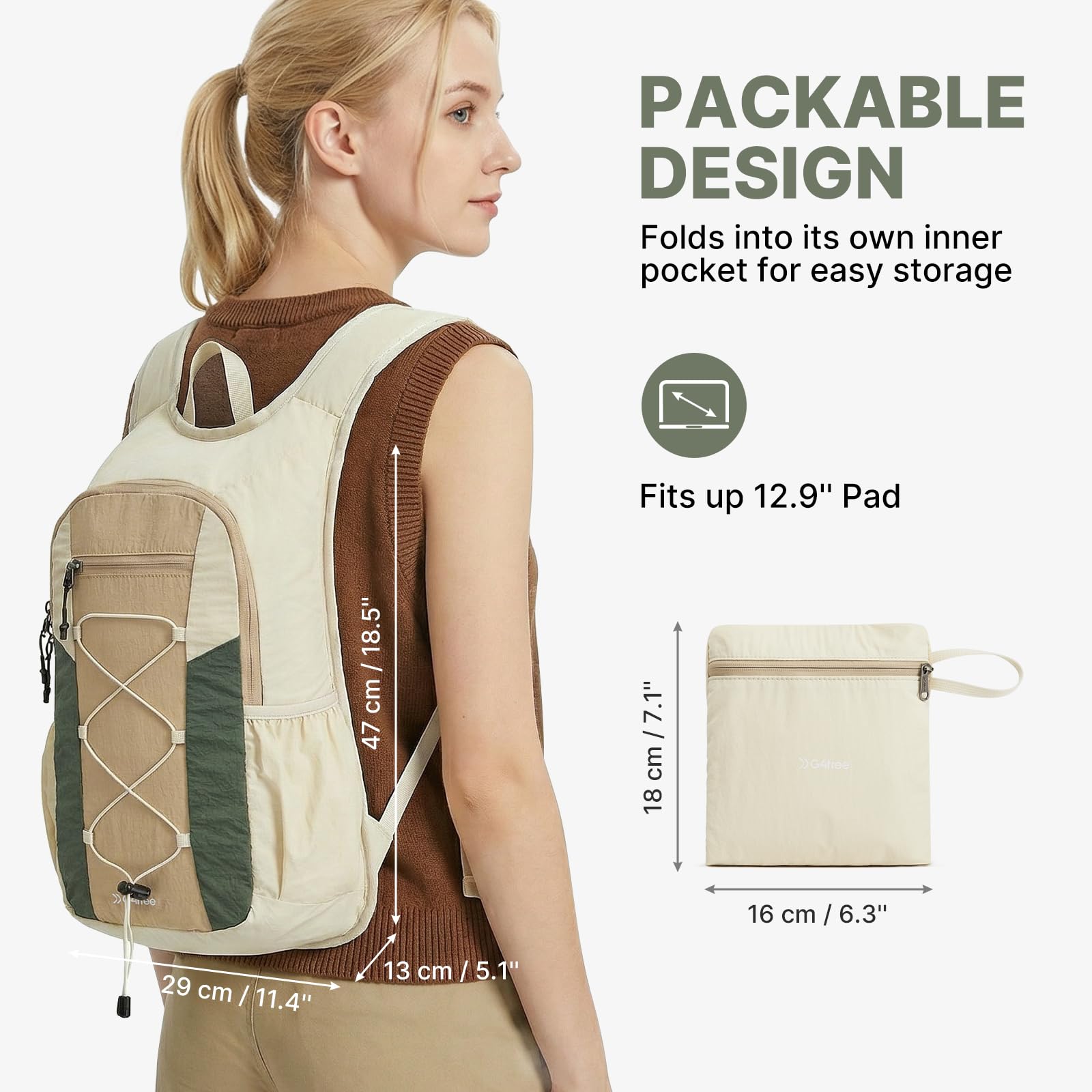 G4Free 20L Lightweight Packable Hiking Backpack for Women Men