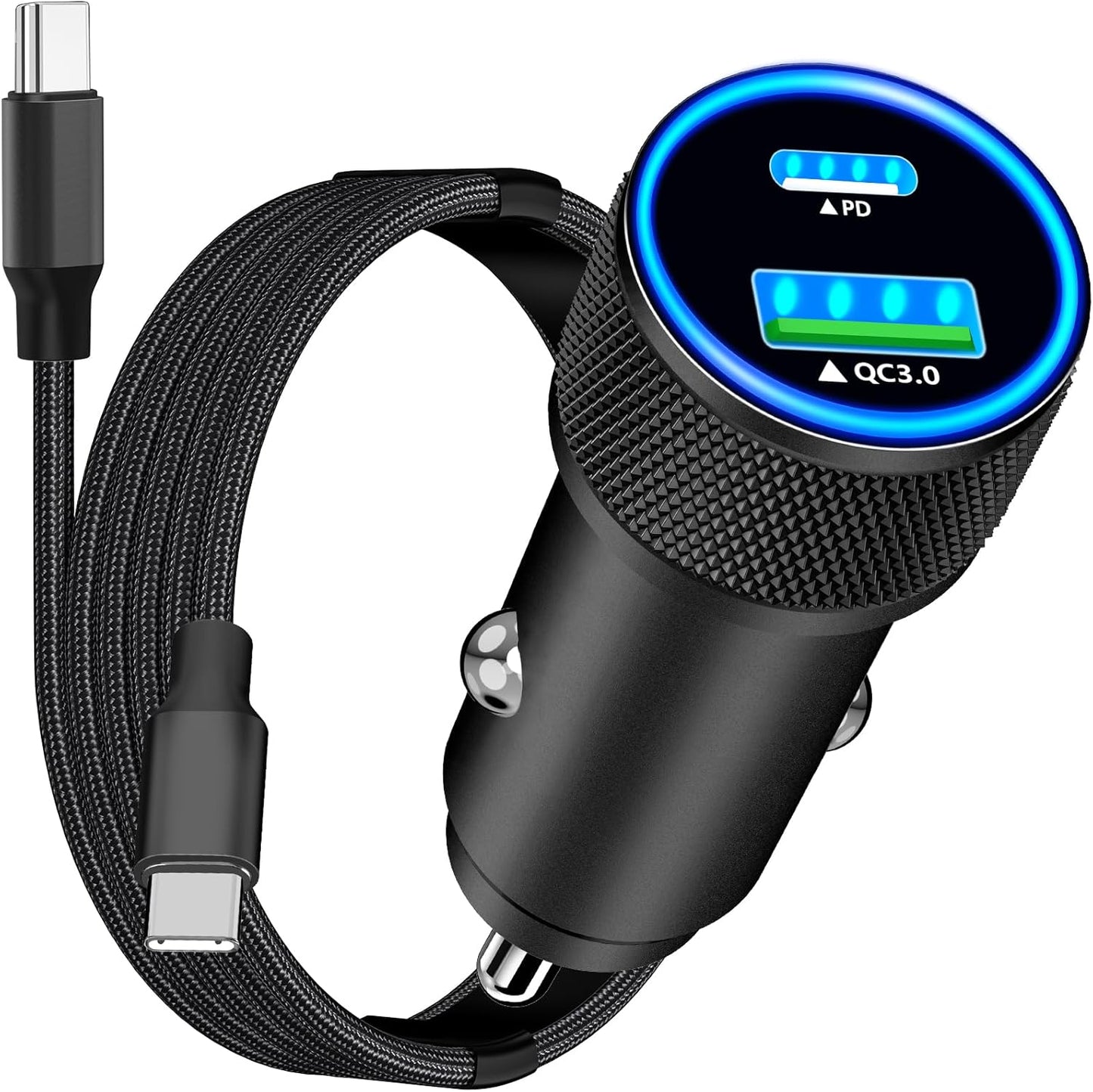 [Apple MFi Certified] iPhone 16 Car Charger, Rombica 52.5W USB-C&USB-A Car Power Cigarette Lighter PD/QC Type-C Fast Charging with Type-C Braided Cable for iPhone 16/16 Pro Max/15/15 Pro/Galaxy/Pixel