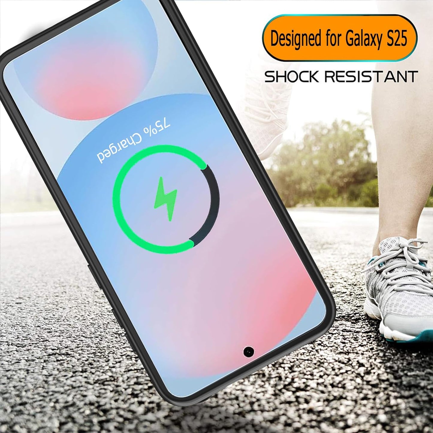 Battery Case for Galaxy S25, 10000mAh High Capacity Portable Charger Case Rechargeable Smart Battery Pack Compatible with Galaxy S25 6.2 inch Charging Case Support Wireless & Carplay-Black