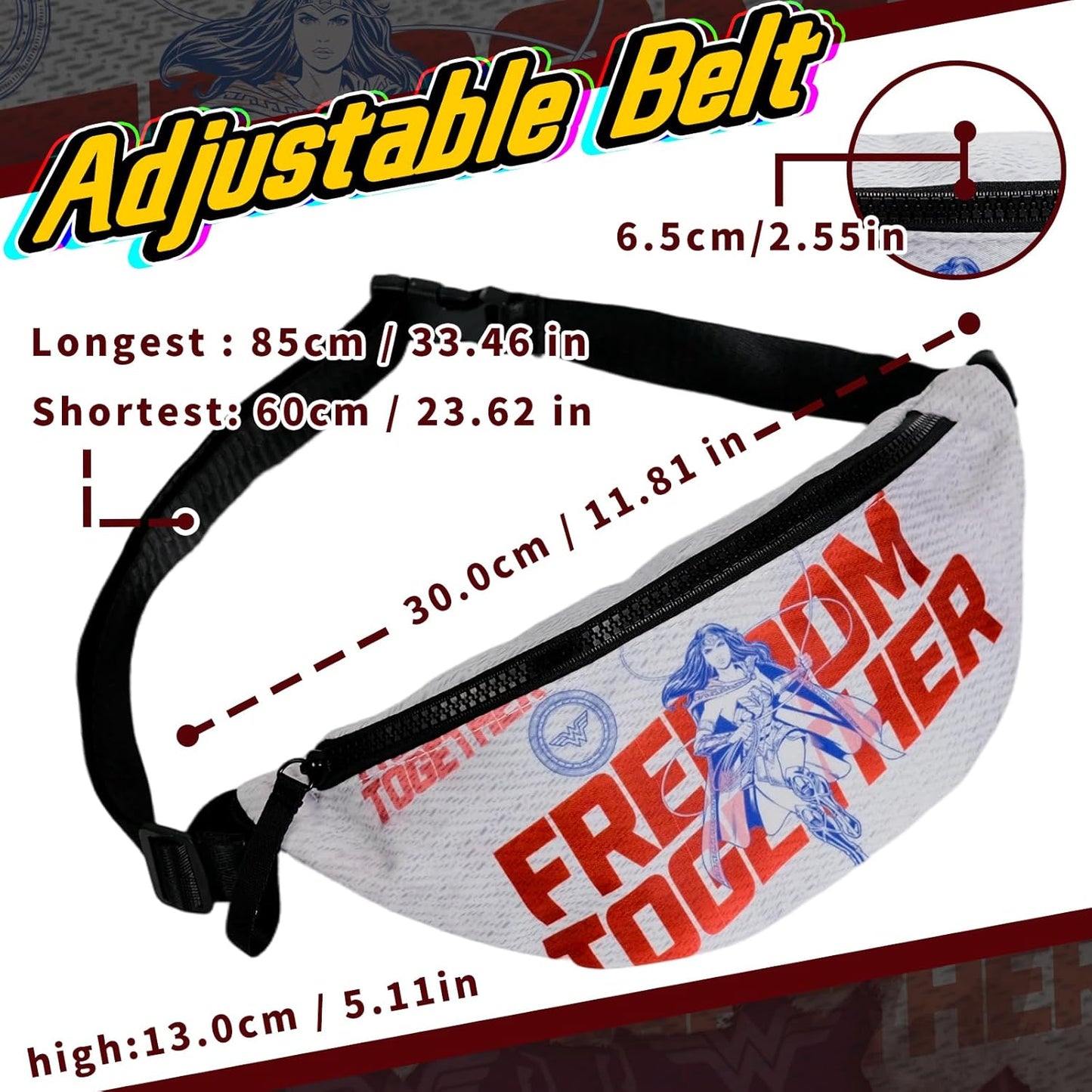 WONDER WOMAN Fanny Pack for Women, Fashion Crossbody Bags for Women Running Waist Packs with Adjustable Strap, Waist Belt Bag for Christmas Gift
