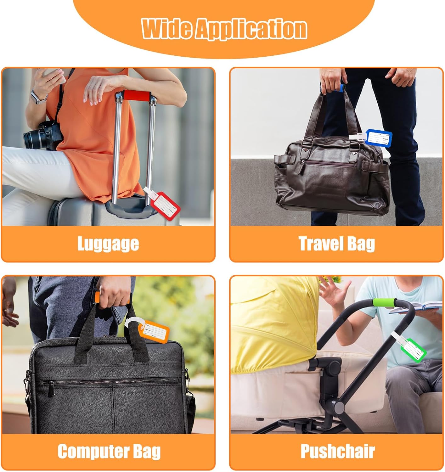 6Pcs Luggage Handle Wrap and 6Pcs Luggage Tags for Suitcases, Neoprene Bright Bag Handle Wraps for Identifier Luggage with 6 Colors, Luggage Handle Covers Airport Travel Accessories