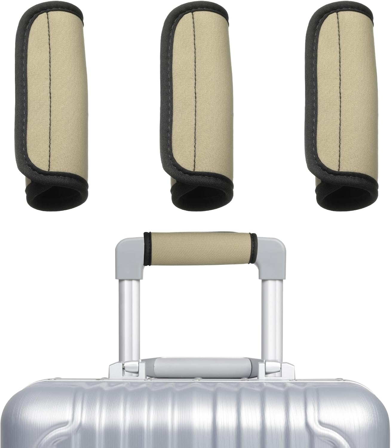 uxcell 3 Pcs Luggage Handle Wrap for Suitcase, Neoprene Handbag Grip Cover Protector Luggage Identifiers Suitcase Handle Wraps for Luggage Shopping Bag Travel Bags, Dark Khaki