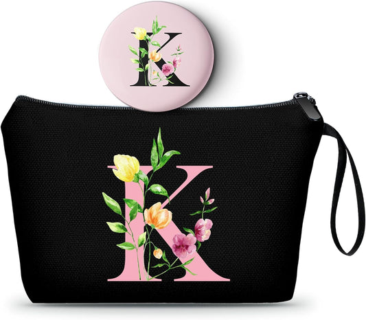 Mom Birthday Thank You Appreciation Gifts for Women Aunt Teacher Coworkers Bride Bridesmaid Monogrammed Travel Makeup Cosmetic Bag with Mirror Valentines Mothers Day Christmas Graduation K