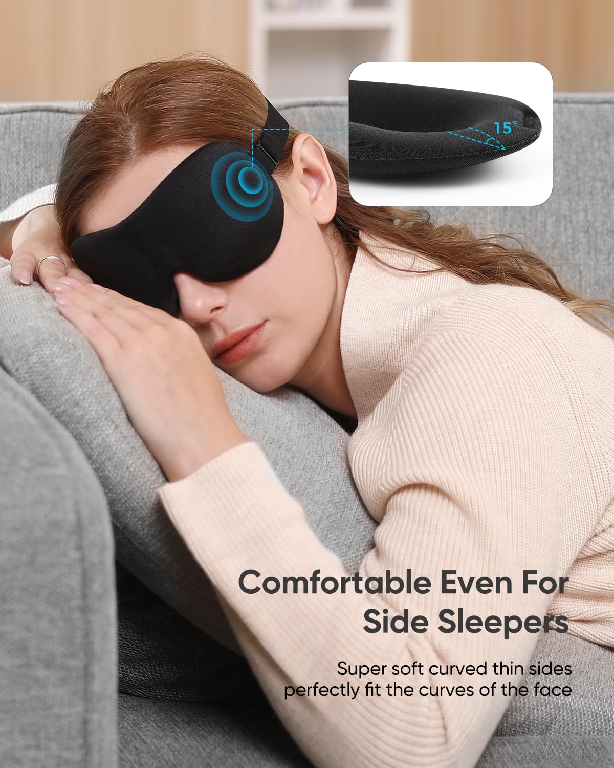 LKY DIGITAL Sleep Mask for Side Sleeper 3 Pack, Blackout 3D Eye Mask