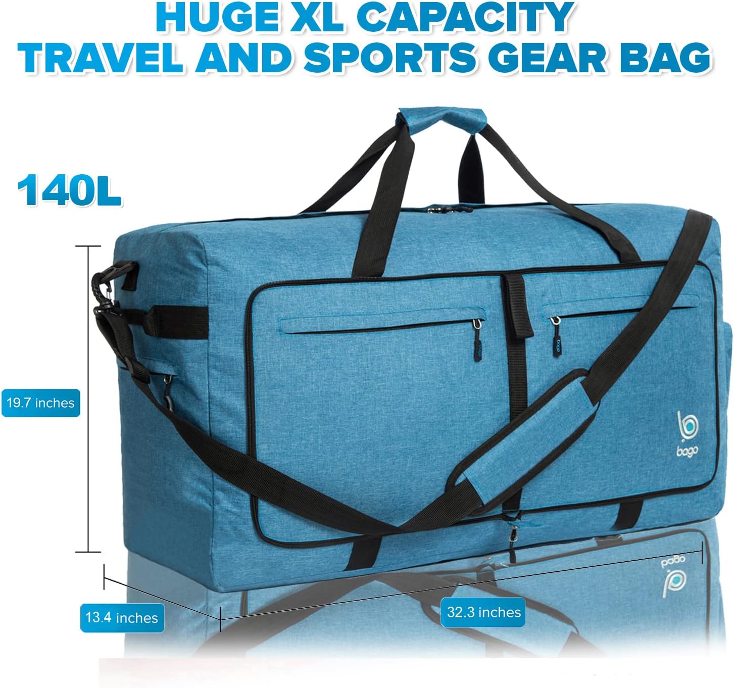 Bago Big XXL Foldable Duffel Bags for Traveling Women & Men - 140L Packable Duffle Bag for Travel