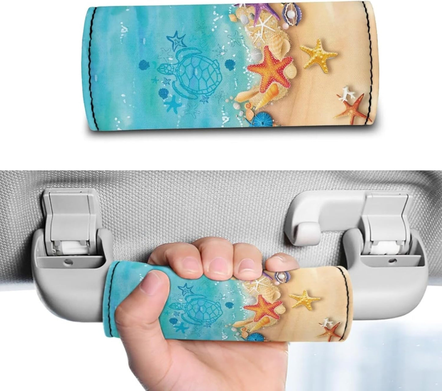 Beach Luggage Handle Wrap Set,2 Pcs Travel Accessories Set Luggage Identifiers for Suitcases Starfish Handle Cover and Travel Suitcase Trolley Case