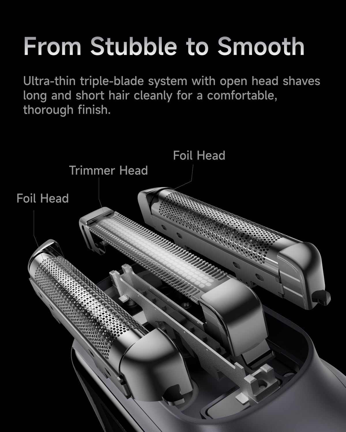 Laifen P3 Pro 3-Blade Electric Shaver, Dual Linear High-Speed Motors 12,000 Cuts/Min, 100-Min