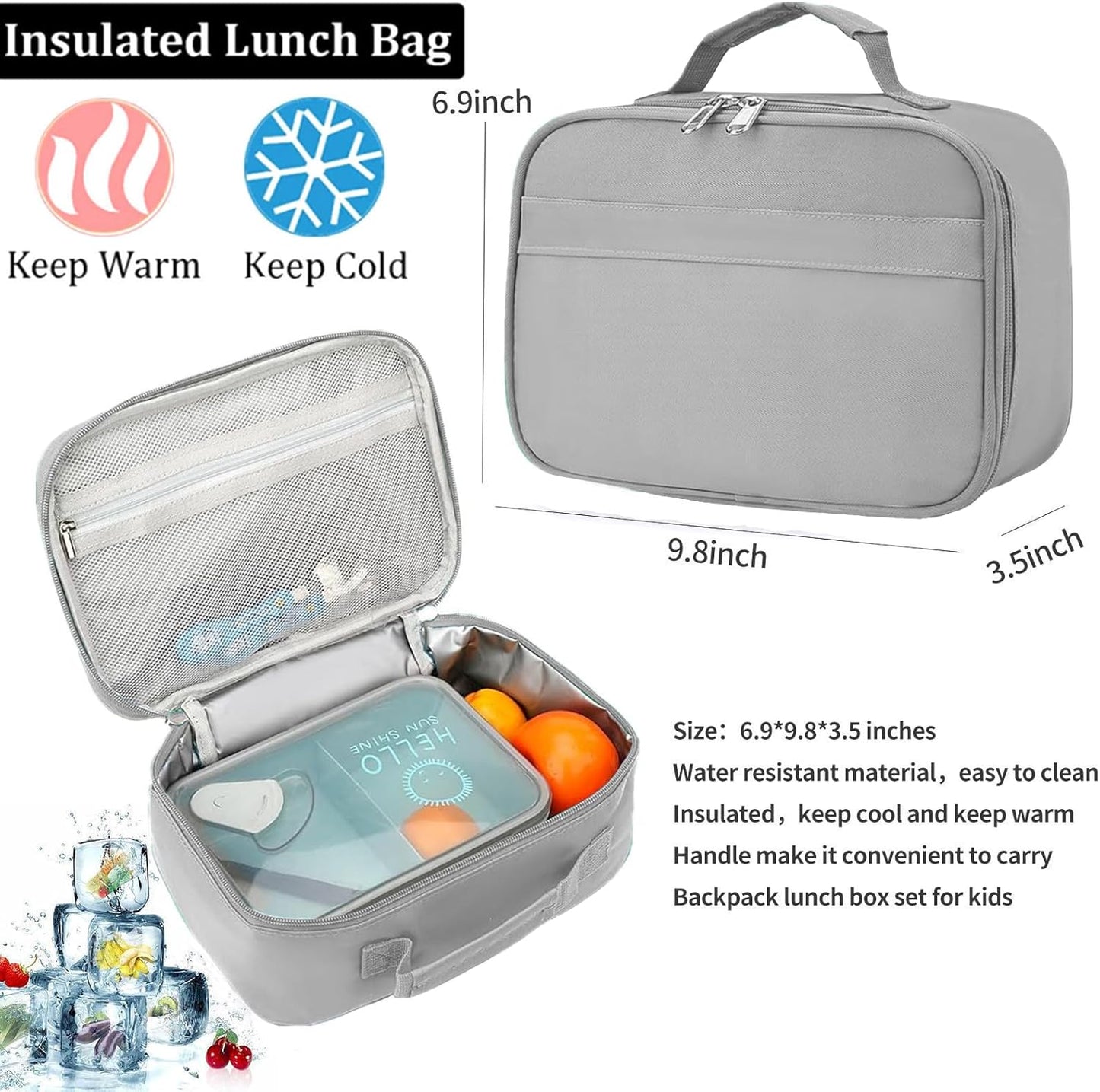 Preschool Backpack Kindergarten Toddler School Backpacks Primary School Backpack for Boys and Girls with Chest Buckle (Set Light Grey, Medium-15 H)