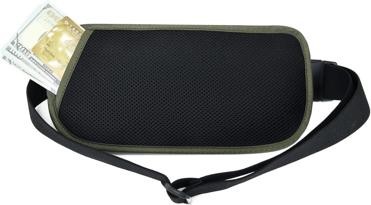 RFID Blocking Money Belt for Men Women, Slim Fanny Pack for Travel，Running,Conceal Waist Wallet for