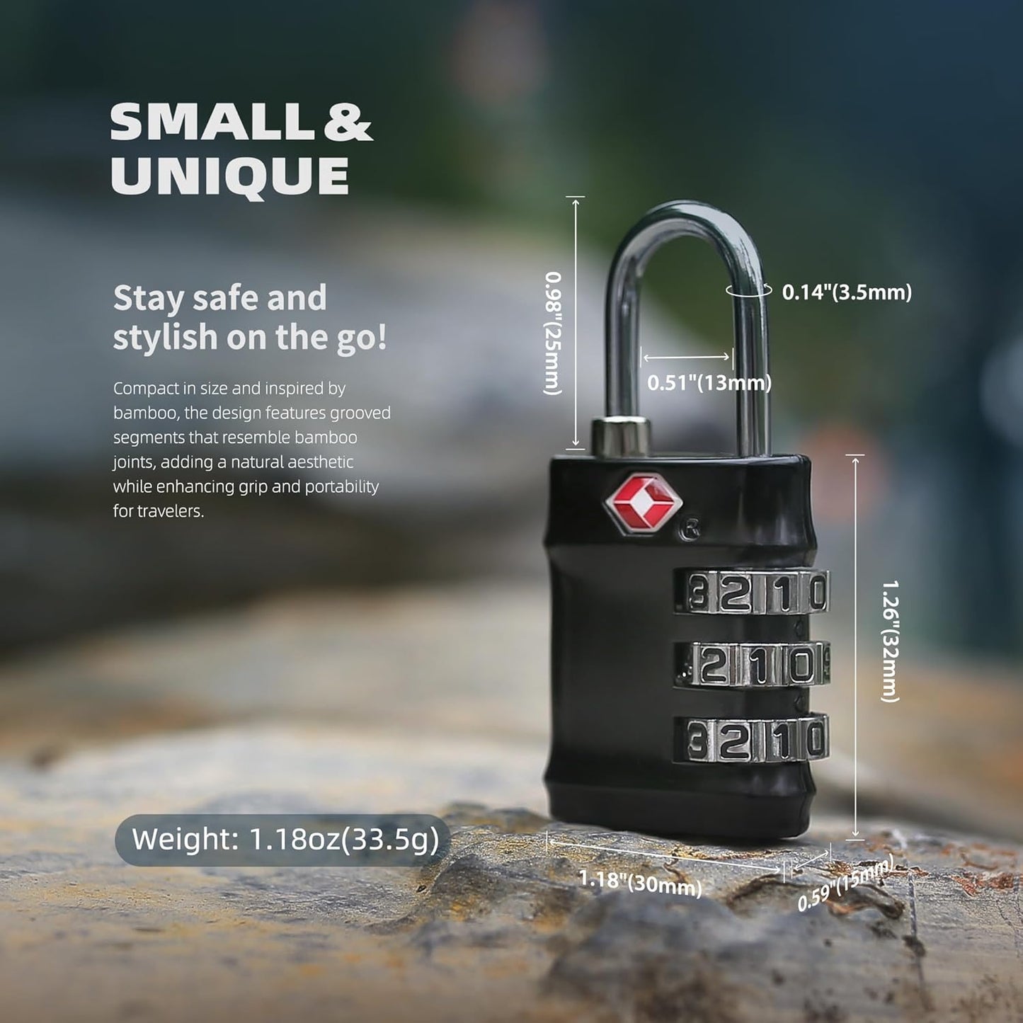 TSA Locks for Luggage, Combination Lock for Locker, Travel Essentials Padlock Combination, Combo Small Padlock for Gym Locker, Suitcase, Gun Case, Backpack, Bag, Zipper, Box, Cabinet