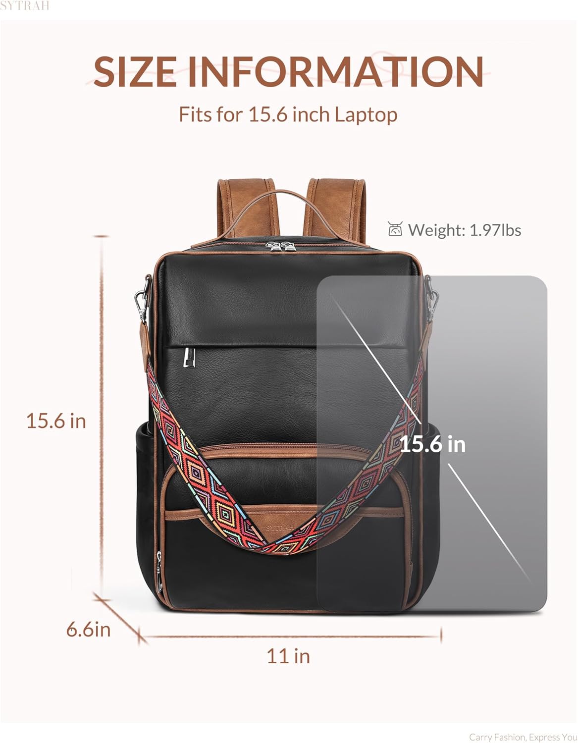 Leather Laptop Backpack, 15.6 Inch Business Computer Bag, Designer College Backpack Travel Backpack