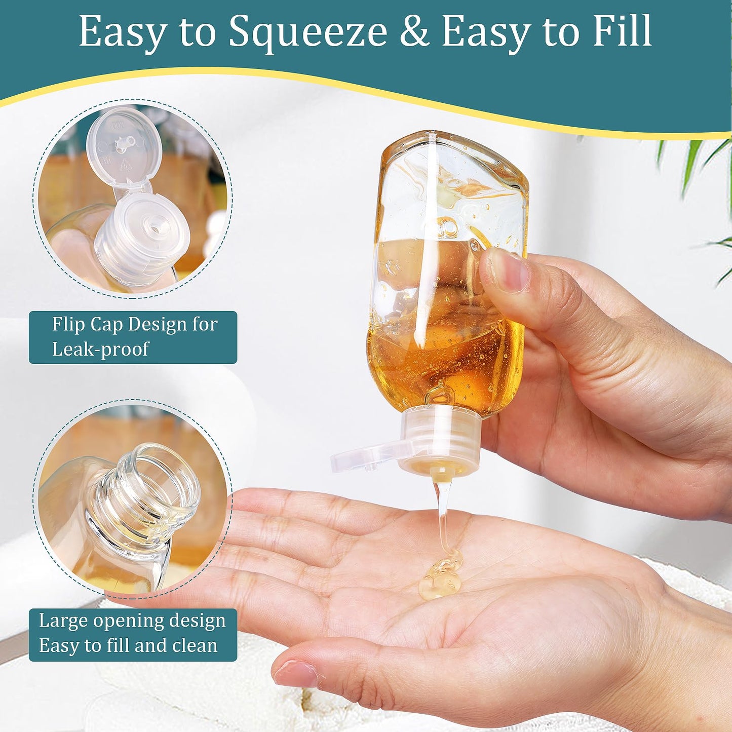 Cosywell 4pc 3.4 oz Leakproof Squeeze Bottles Travel Kit