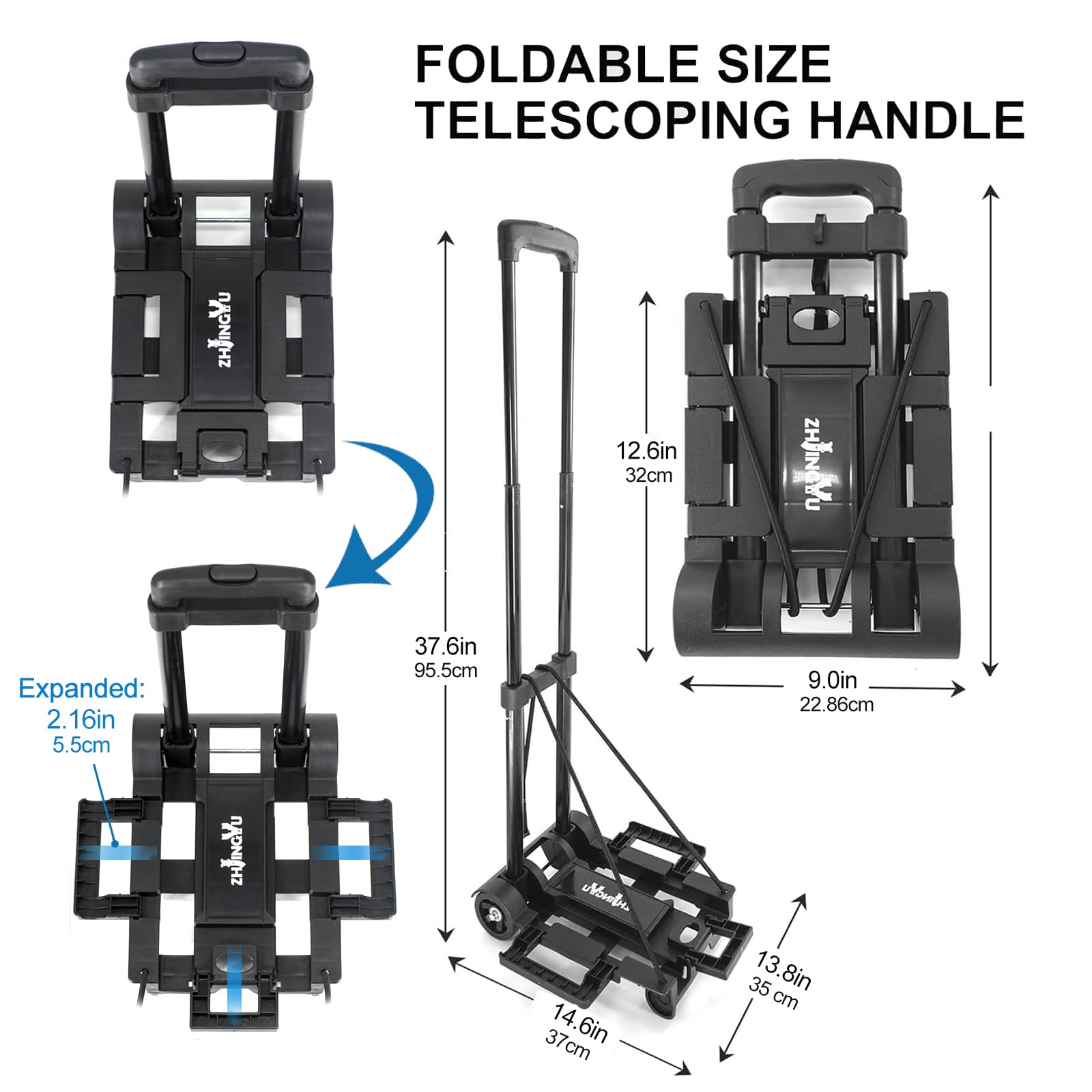 Folding Hand Truck Dolly Cart, Folding Cart Small Dolly with Wheels,