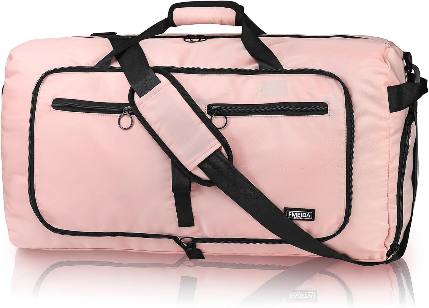 Fmeida 65L Duffle Bag with Shoes Compartment, Foldable Travel Duffel Bags for Men Women, Large