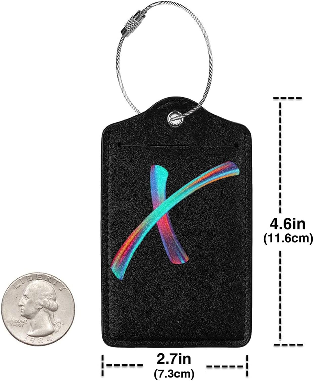 2 Pack Initial Luggage Tags for Suitcase, Colorful Letter Design Cruise Name Bag Tags, Novelty Baggage Identifiers with Full Privacy Cover, Leather ID Label for Women Men Kids Travel, Rainbow Letter X