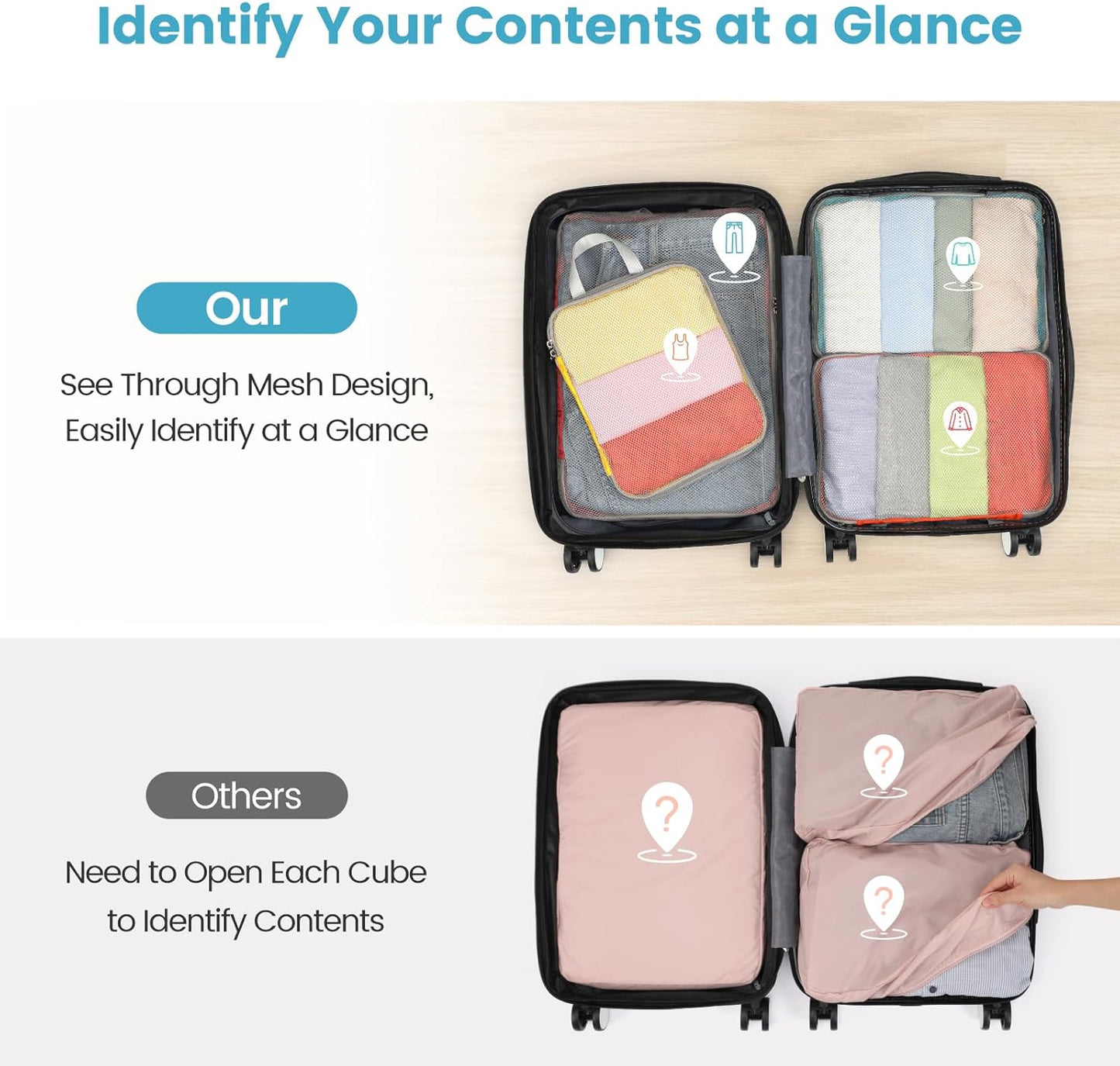Cambond Compression Packing Cubes for Travel Women - Travel Bags Luggage Organizers Travel Essentials Compression Cubes for Travel Carry on Suitcases Organizer