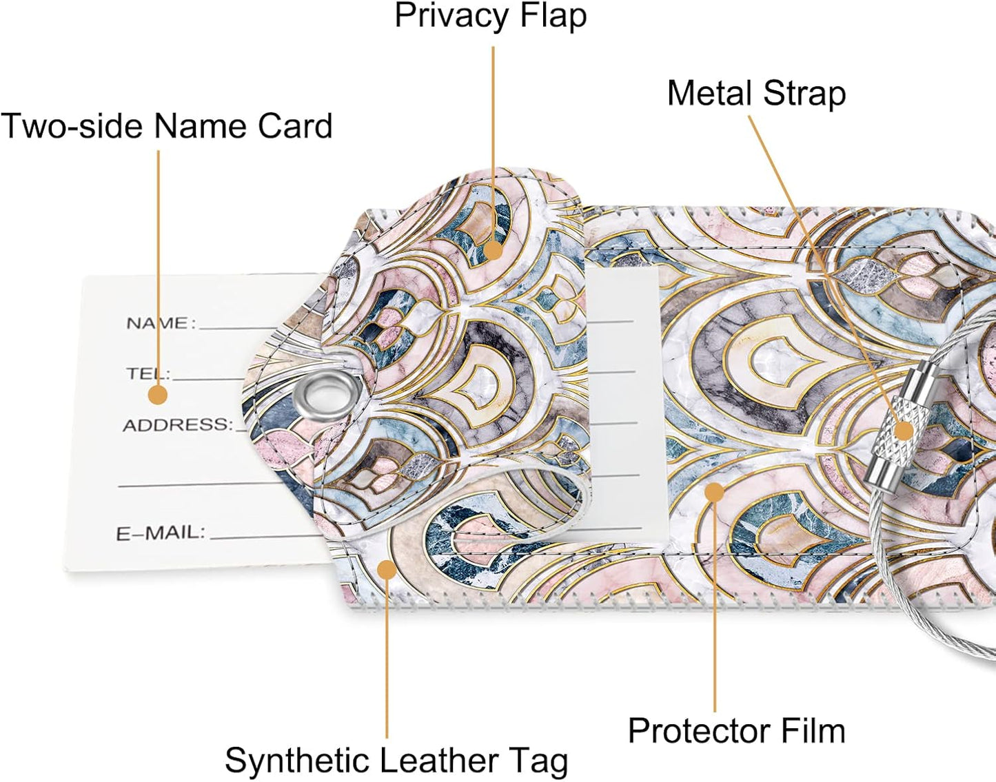 Fintie Luggage Tags, Privacy Cover ID Label with Stainless Steel Loop and Address Card for Travel