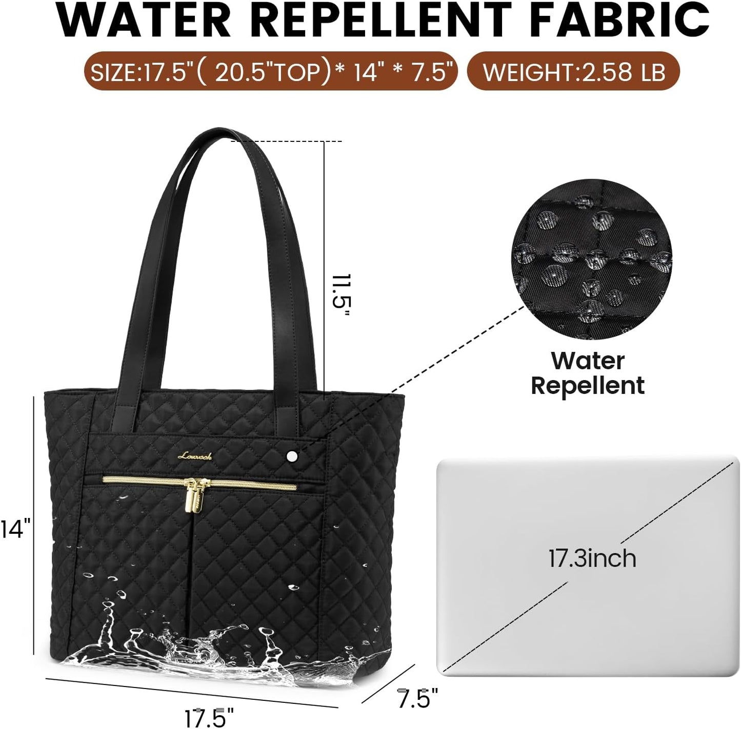LOVEVOOK Laptop Bag for Women 17 inch,Diamond Quilted Work Tote Bags Womens Laptop Tote Bag