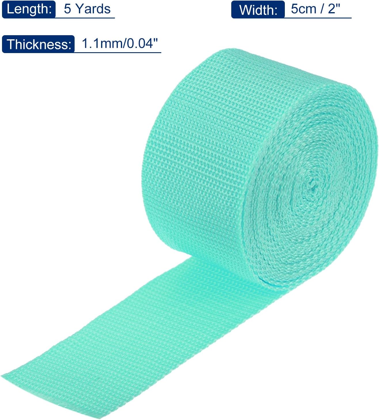 MECCANIXITY Lightweight Polypropylene Webbing Strap 2" 5 Yard Backpack Strapping Band Turquoise Green for Outdoor Luggage Cargo Straps