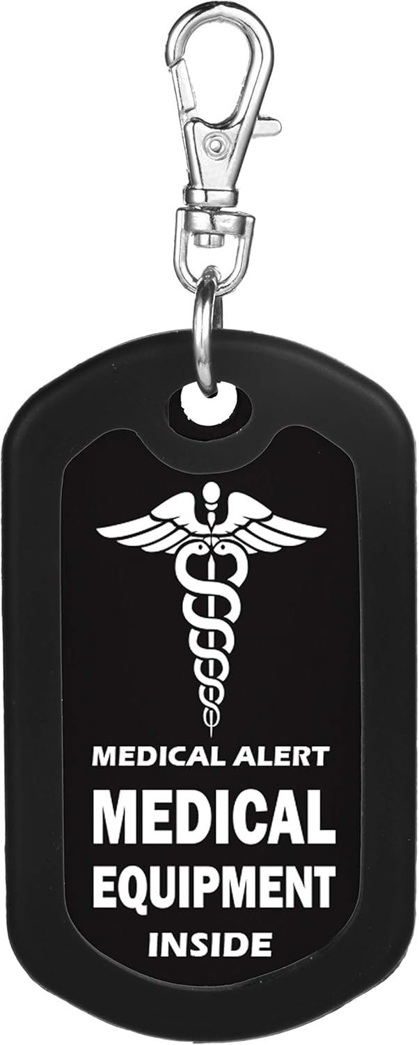 mnmoom Medical Equipment Luggage Tag Medical Alert Zipper Pull Bag Tag (Black)