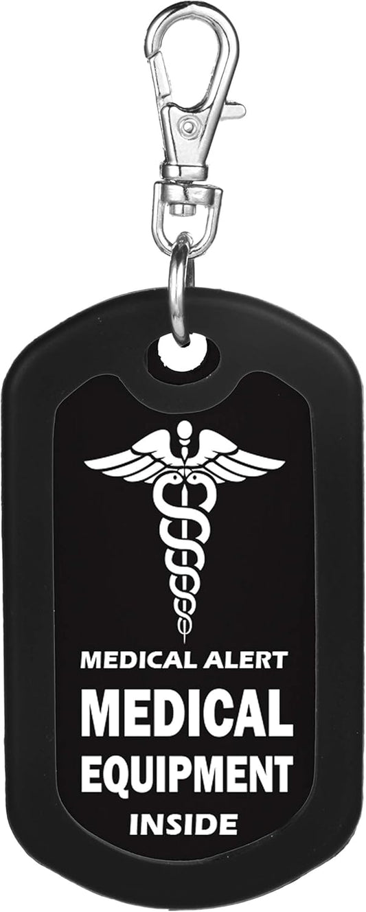 mnmoom Medical Equipment Luggage Tag Medical Alert Zipper Pull Bag Tag (Black)