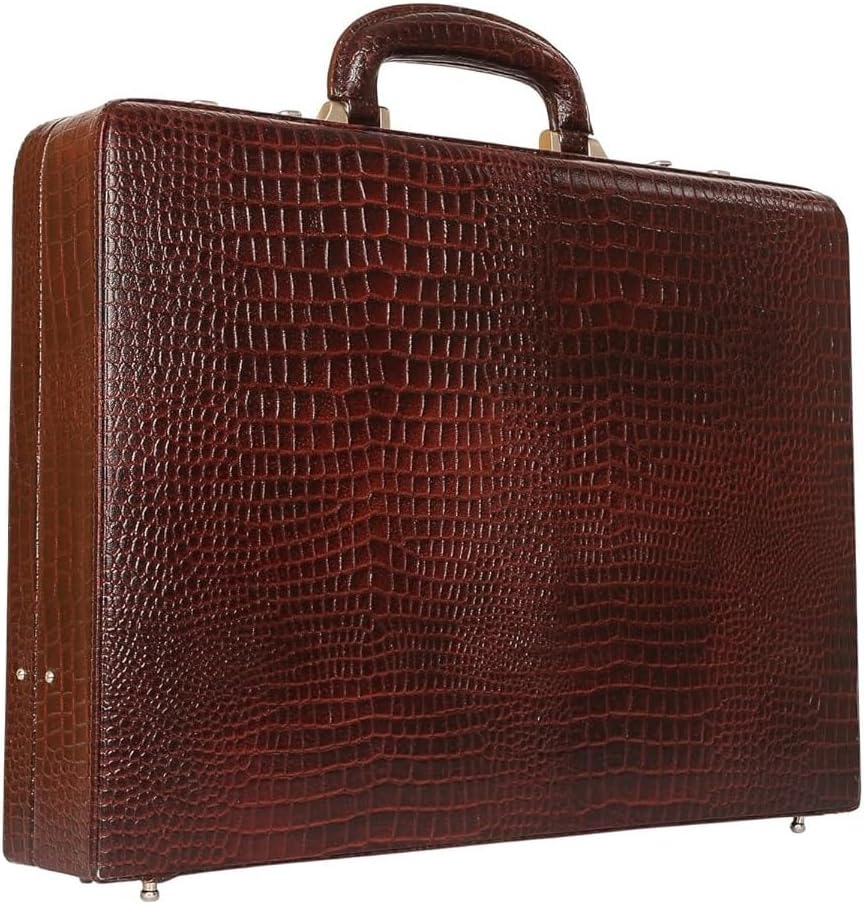 Full Grain Leather Briefcase Attache Case For Unisex Size L17xW3xH12 Inches Briefcase Bag