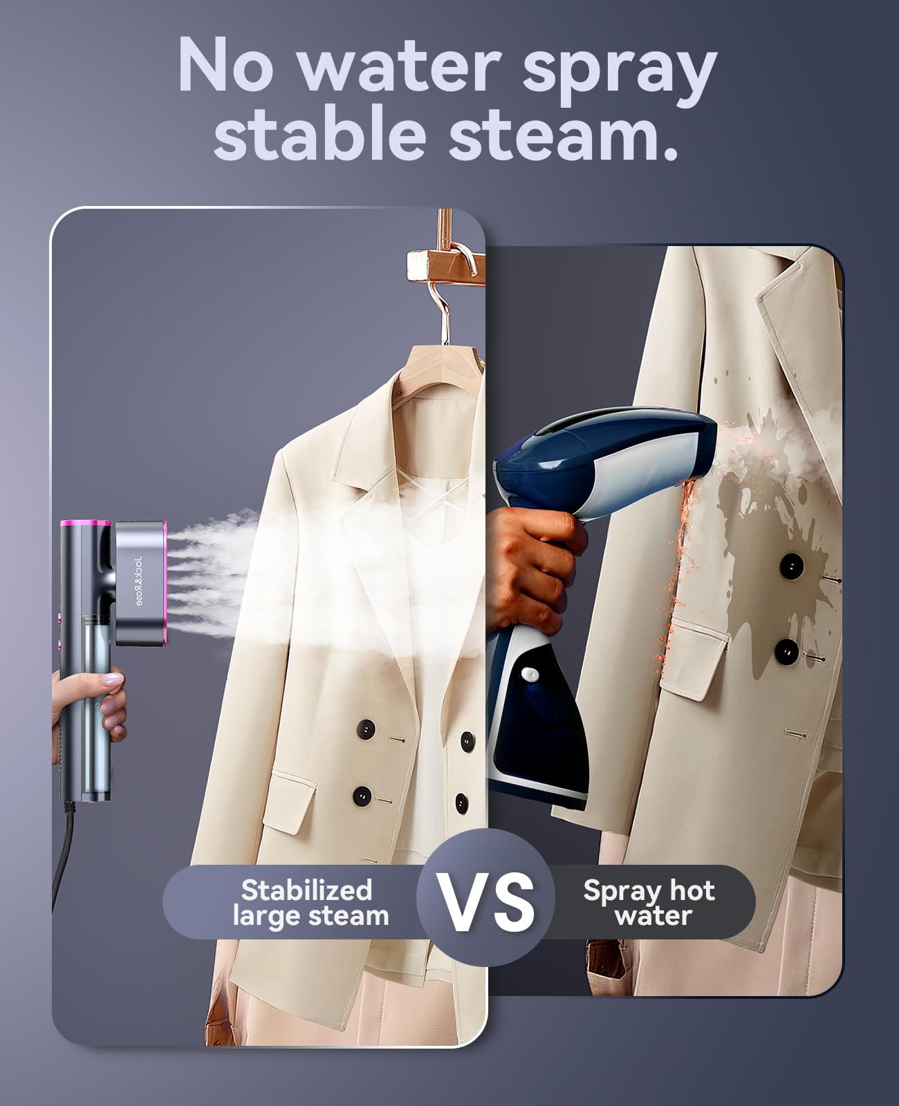 Jack ＆ Rose Travel Steamer for Clothes,100-220V Portable Iron,15s Heat Up,Steamer ＆ Iron 2 In 1