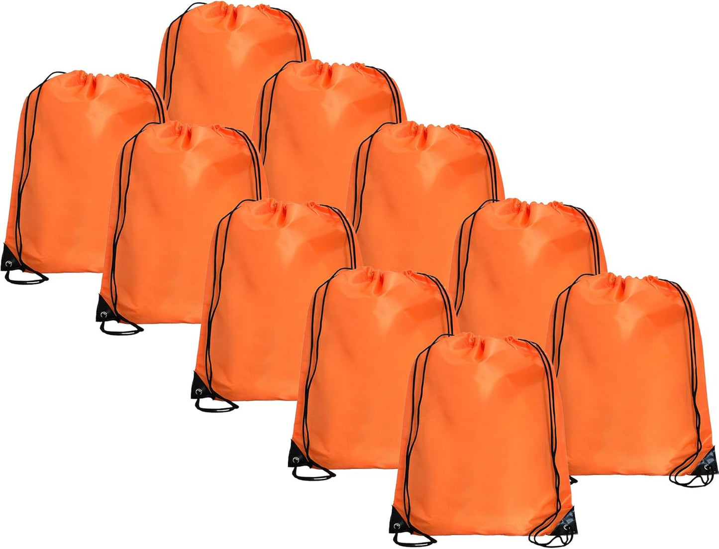 Threadart Drawstring Backpacks - Pack of 10 - Orange | Sports Cinch Sack String Backpack | For Gym, Storage, & Travel | Large 15" x 18.5" Size